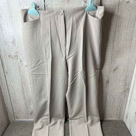 Norm Thompson Womens Pants Size 16 Beige Khaki Elastic Waist Zip Up w/ Pockets - Picture 2 of 5